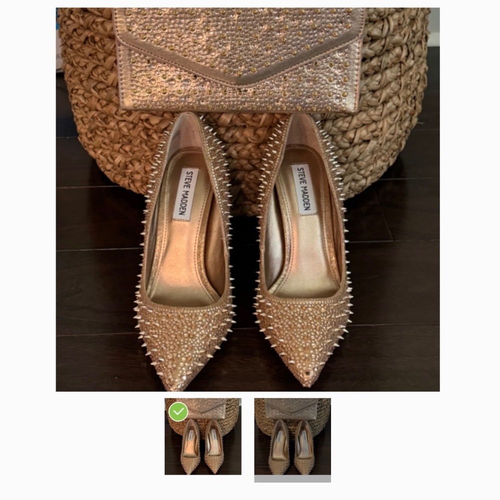Steve Madden Various Rose Gold Pumps size 7.5 & Bcoaxed Rose Gold small handbag